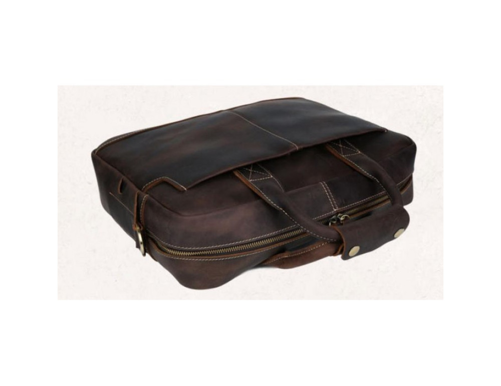 Вінтажна сумка з кінської шкіри TIDING BAG T1019 коричнева - Фотографія № 4
