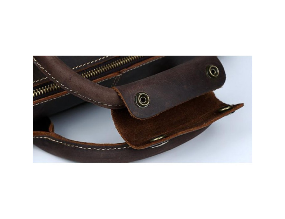 Вінтажна сумка з кінської шкіри TIDING BAG T1019 коричнева - Фотографія № 12