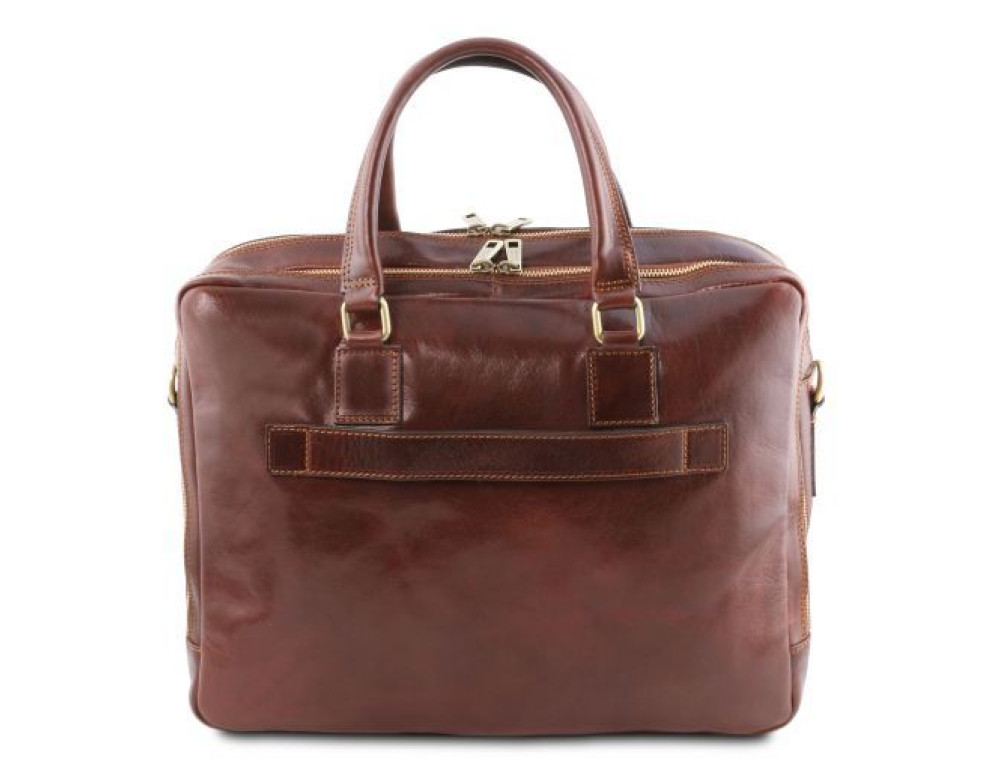 Чорна шкіряна сумка для ноутбука на два відділення ІТАЛІЯ Urbino Tuscany Leather TL141894 Black - Фотографія № 4