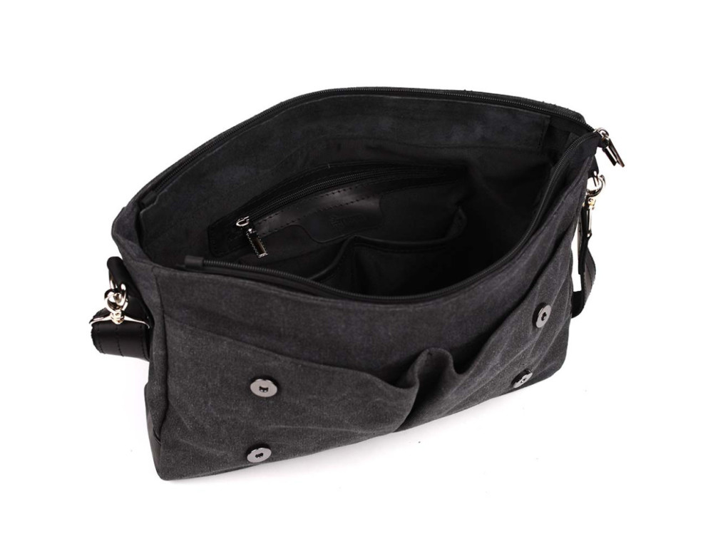 Чорна сумка-портфель з тканини та шкіри TARWA RAG-3960-3md - Фотографія № 2