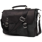 Чорна сумка-портфель з тканини та шкіри TARWA RAG-3960-3md - Фотографія № 102
