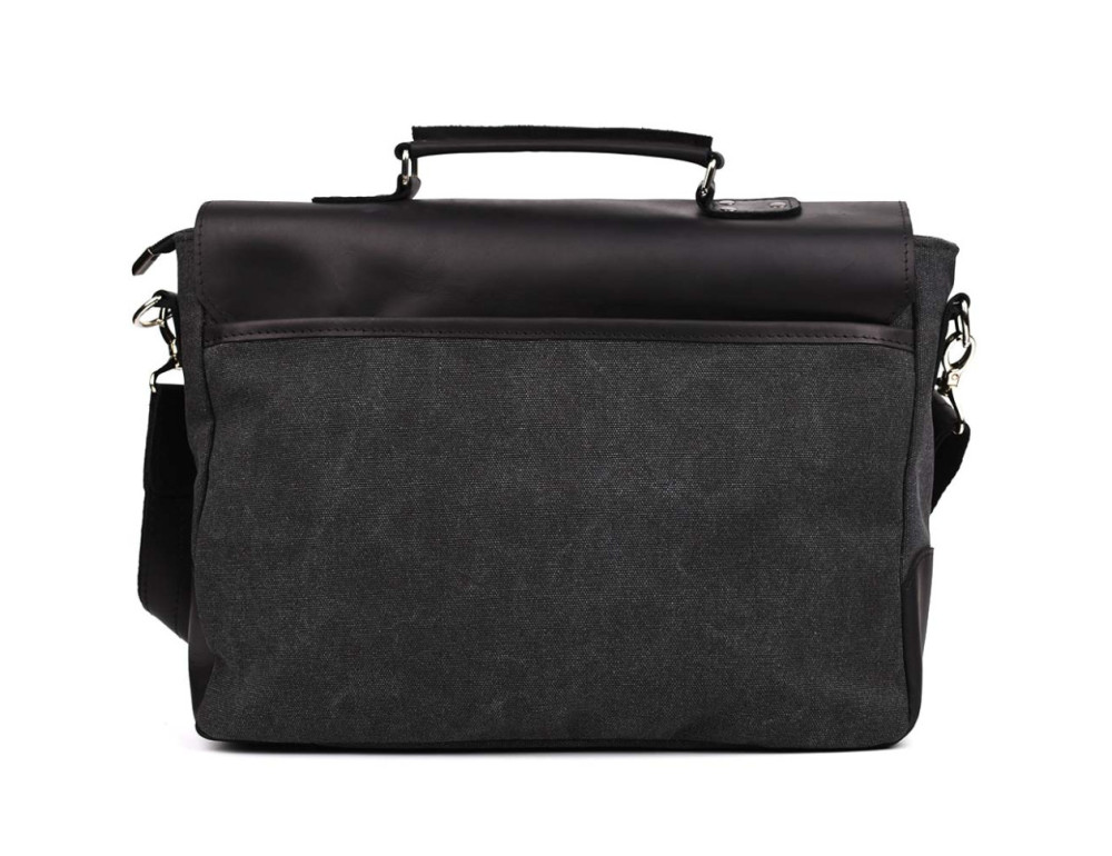 Чорна сумка-портфель з тканини та шкіри TARWA RAG-3960-3md - Фотографія № 4