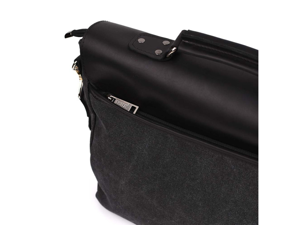 Чорна сумка-портфель з тканини та шкіри TARWA RAG-3960-3md - Фотографія № 6