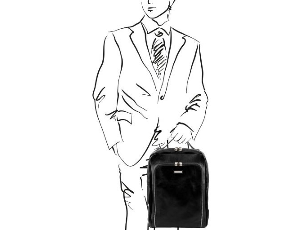 Чорний шкіряний рюкзак середнього розміру BANGKOK Tuscany Leather TL141793 Black - Фотографія № 2