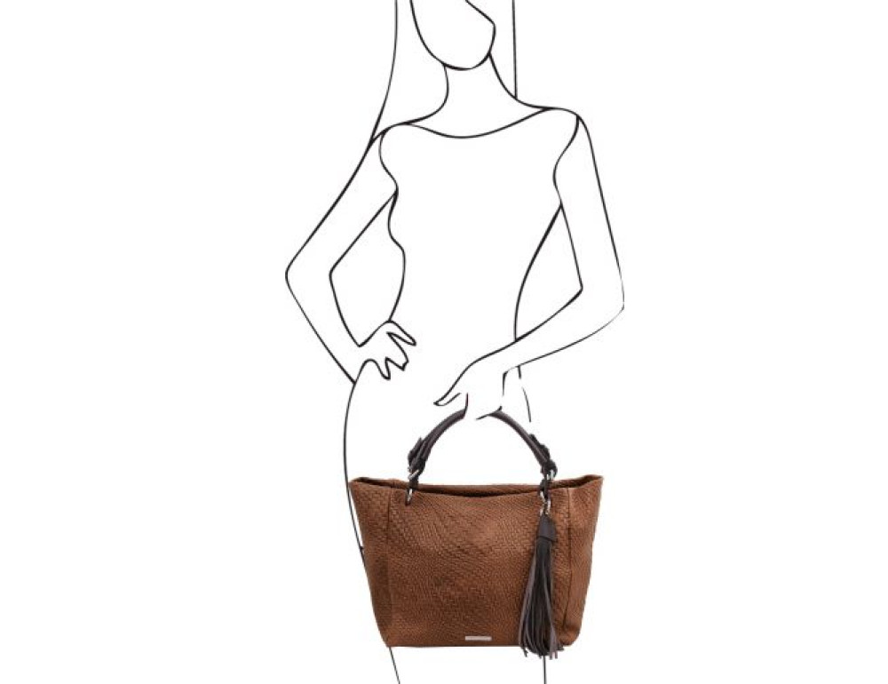 Стильна італійська сумочка для жінок коричневого кольору Tuscany Leather TL142066 CINNAMON - Фотографія № 2