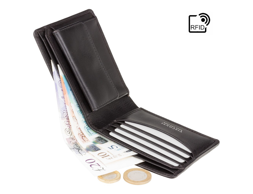 Чорний чоловічий шкіряний портмоне Visconti CR92 BLK Gator c RFID (Black) - Фотографія № 4