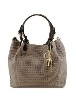 Тёмно-бежевая кожаная женская сумка KEYLUCK Tuscany Leathe TL141573 DARK TAUPE