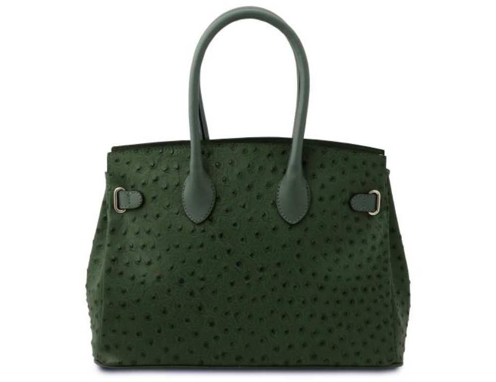 Зелена жіноча сумка зі страусиної шкіри Tuscany Leather TL142120 Forest Green - Фотографія № 4