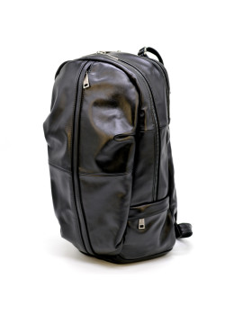 Молодёжный кожаный рюкзак чёрного цвета TARWA GA-7340-3md
