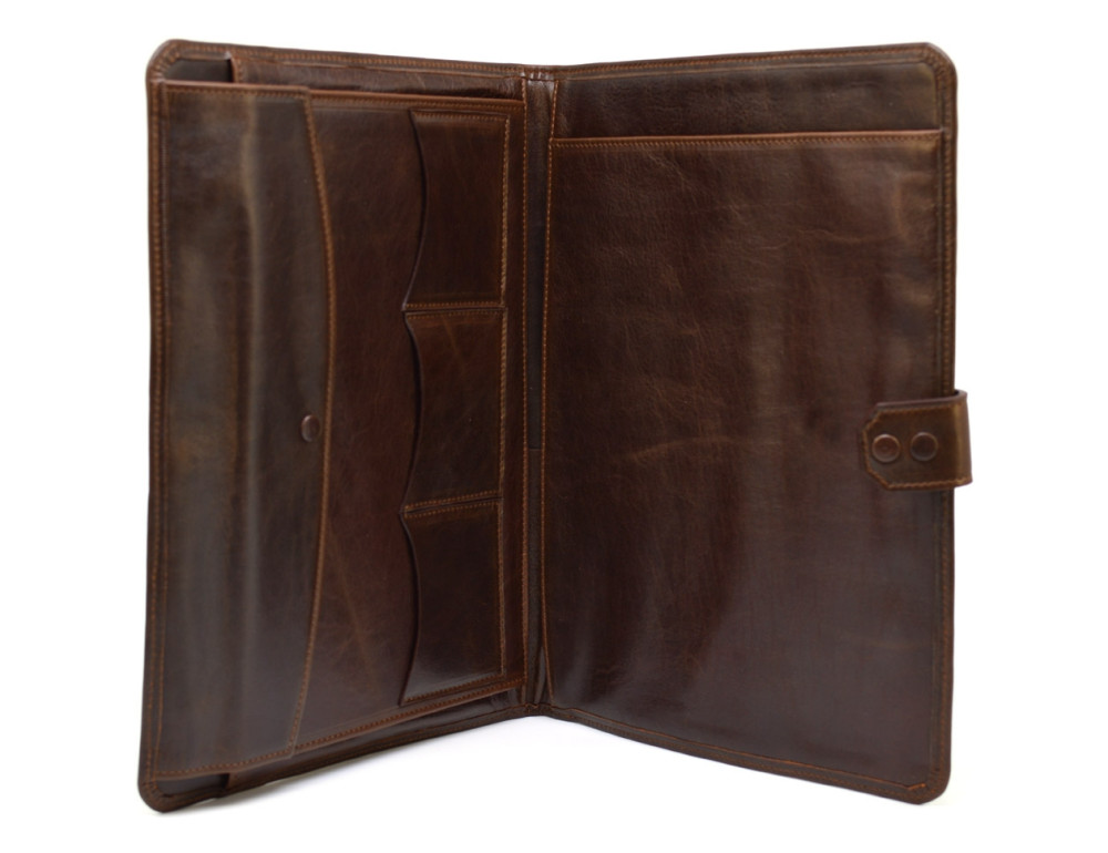 Коричневая папка полностью из кожи под документы формата А-4 TARWA GC-0314-4lx - Фото № 2