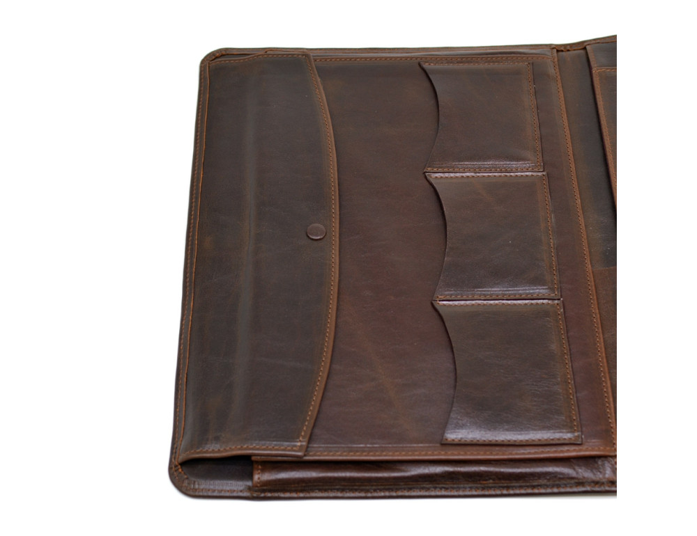 Коричневая папка полностью из кожи под документы формата А-4 TARWA GC-0314-4lx - Фото № 6