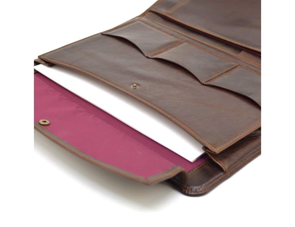 Коричневая папка полностью из кожи под документы формата А-4 TARWA GC-0314-4lx - Фото № 8