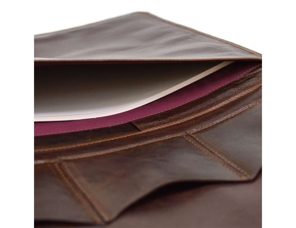 Коричневая папка полностью из кожи под документы формата А-4 TARWA GC-0314-4lx - Фото № 9
