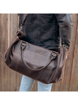 Большая дорожная сумка из натуральной коричневой кожи Grande Pelle 764120