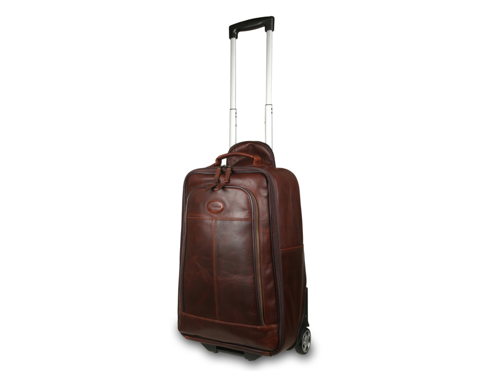 Темно-коричнева шкіряна валіза з ручкою на колесах Ashwood Leather 8148 Brown - Фотографія № 2