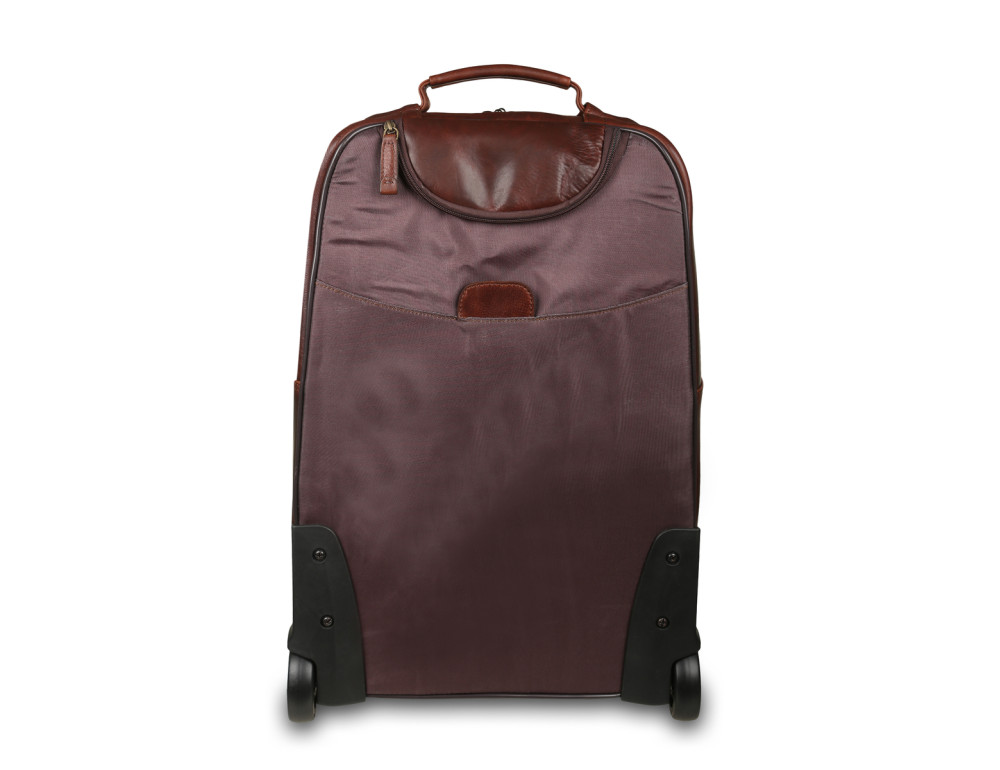 Темно-коричнева шкіряна валіза з ручкою на колесах Ashwood Leather 8148 Brown - Фотографія № 3