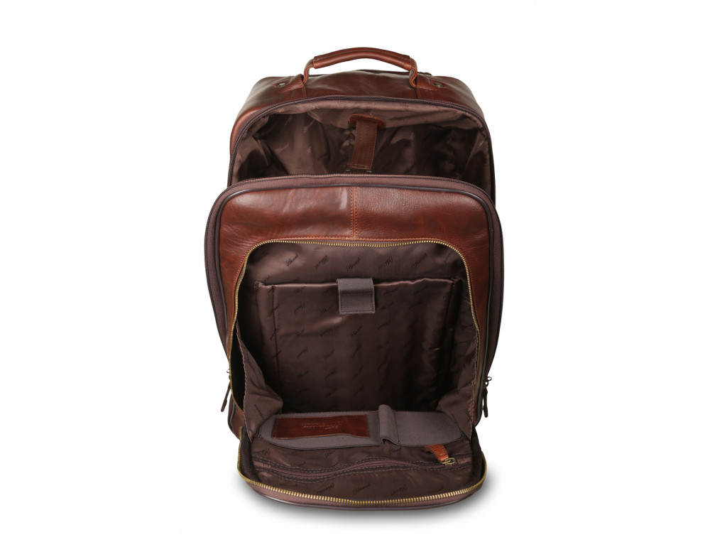 Темно-коричнева шкіряна валіза з ручкою на колесах Ashwood Leather 8148 Brown - Фотографія № 4