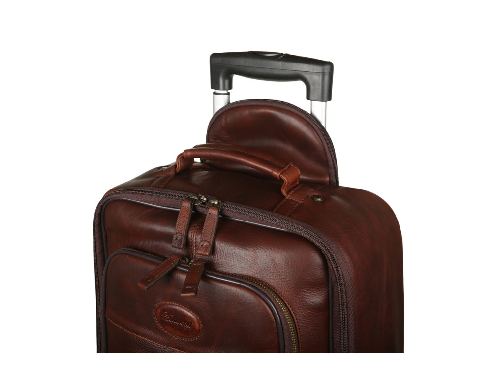 Темно-коричнева шкіряна валіза з ручкою на колесах Ashwood Leather 8148 Brown - Фотографія № 5