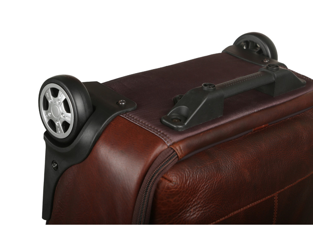 Темно-коричнева шкіряна валіза з ручкою на колесах Ashwood Leather 8148 Brown - Фотографія № 6