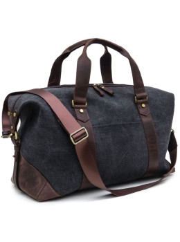 Дорожная спортивная сумка TARWA RCg-0320-4lx из серого канваса и кожи Crazy Horse