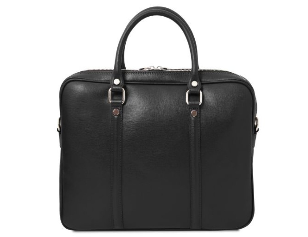 Экслюзивный портфель для ноутбука из сафьяновой кожи Prato Tuscany TL142453 Black (Черный) - Фото № 3