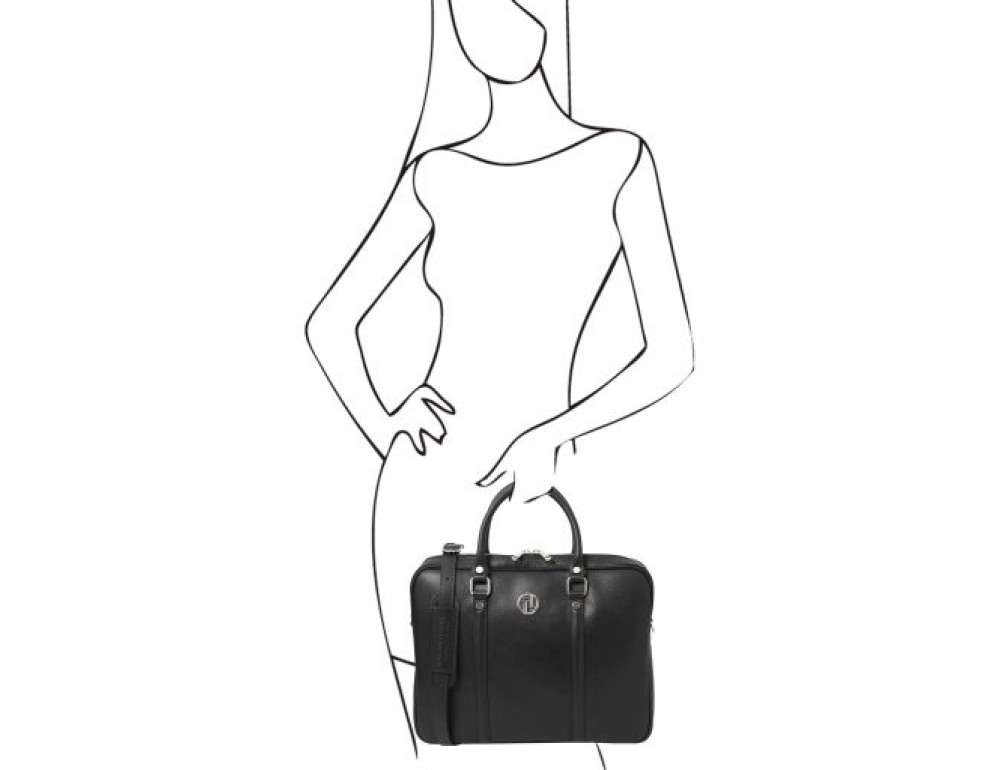 Экслюзивный портфель для ноутбука из сафьяновой кожи Prato Tuscany TL142453 Black (Черный) - Фото № 6