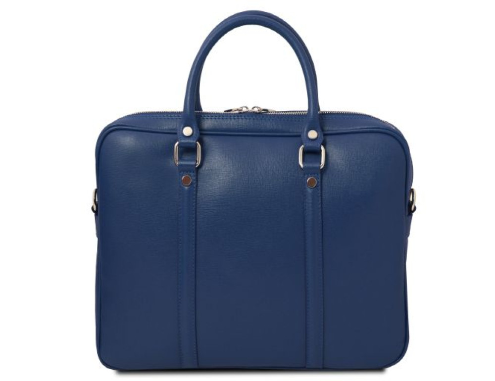Экслюзивный портфель для ноутбука из сафьяновой кожи Prato Tuscany TL142453 DARK BLUE - Фото № 3