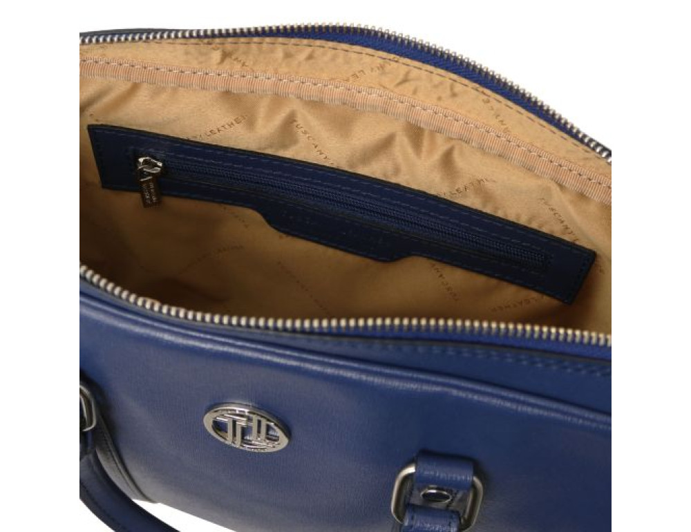 Экслюзивный портфель для ноутбука из сафьяновой кожи Prato Tuscany TL142453 DARK BLUE - Фото № 4