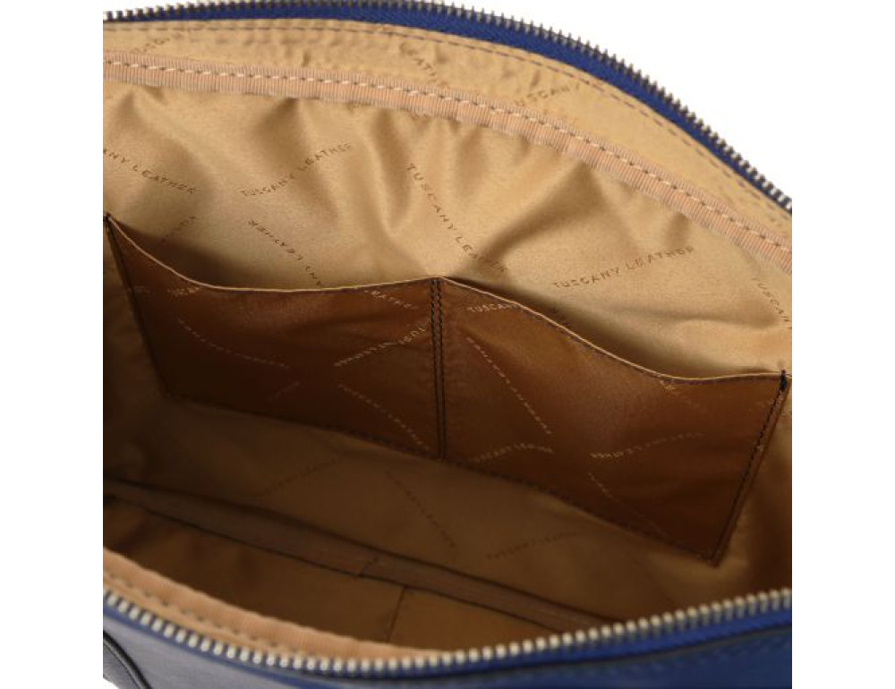 Экслюзивный портфель для ноутбука из сафьяновой кожи Prato Tuscany TL142453 DARK BLUE - Фото № 5