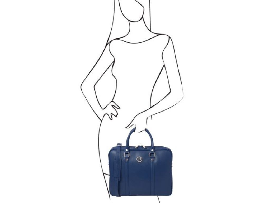 Экслюзивный портфель для ноутбука из сафьяновой кожи Prato Tuscany TL142453 DARK BLUE - Фото № 6