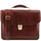 Коричневий шкіряний чоловічий портфель Tuscany Leather TL142067 Brown - Фотографія № 100