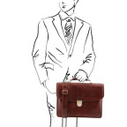 Коричневий шкіряний чоловічий портфель Tuscany Leather TL142067 Brown - Фотографія № 101