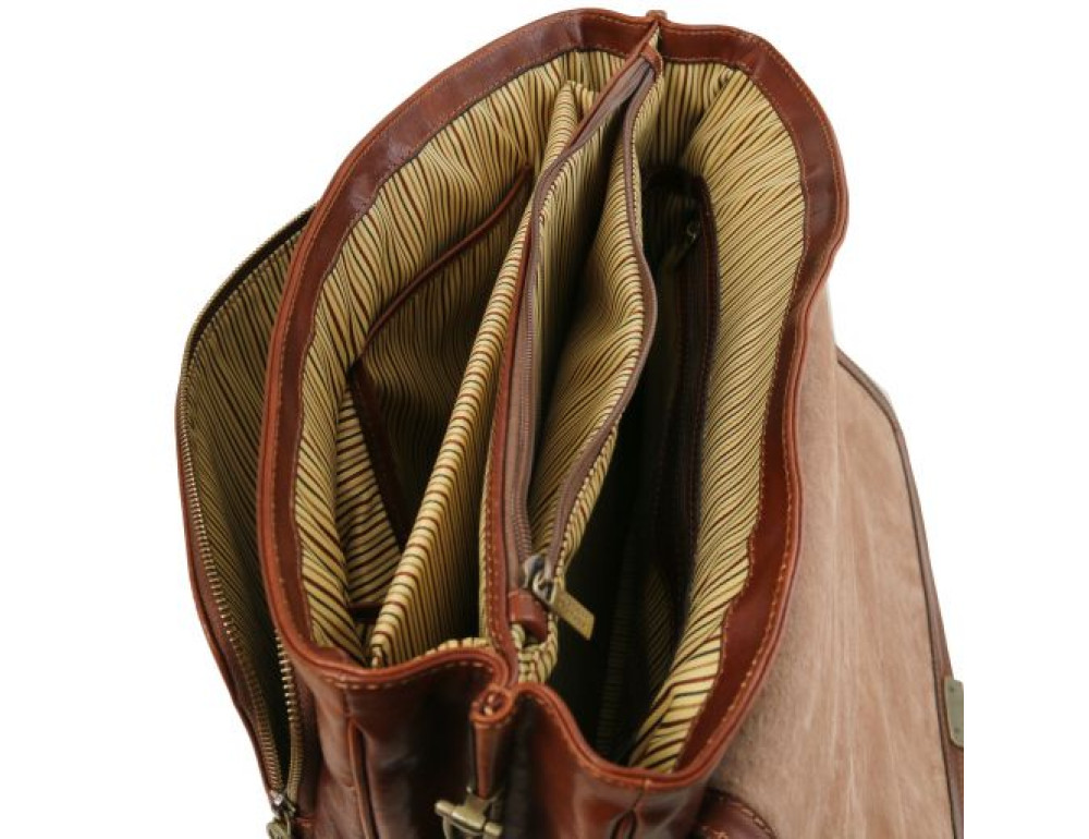 Коричневий шкіряний чоловічий портфель Tuscany Leather TL142067 Brown - Фотографія № 9