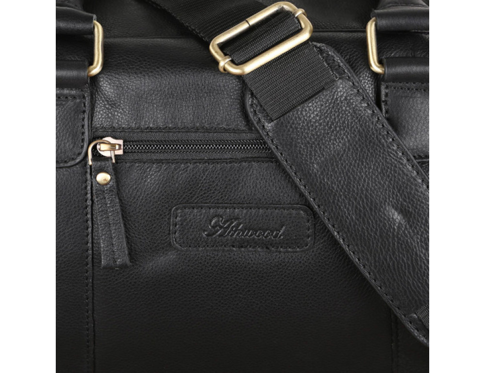 Шкіряна дорожня сумка Ashwood Leather M58 Black - Фотографія № 6