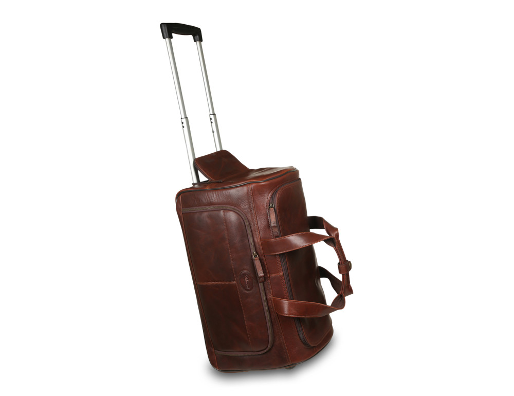 Шкіряна дорожня сумка-валіза на колесах Ashwood Leather 8146 Brown - Фотографія № 2