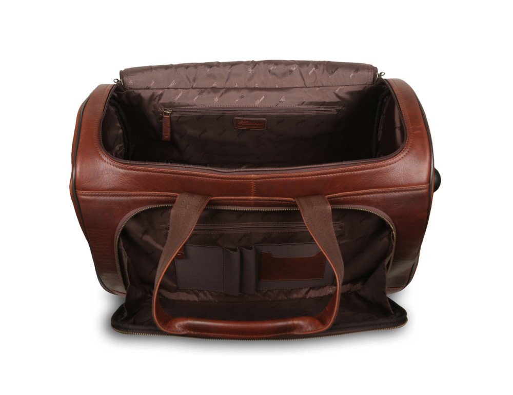 Шкіряна дорожня сумка-валіза на колесах Ashwood Leather 8146 Brown - Фотографія № 5