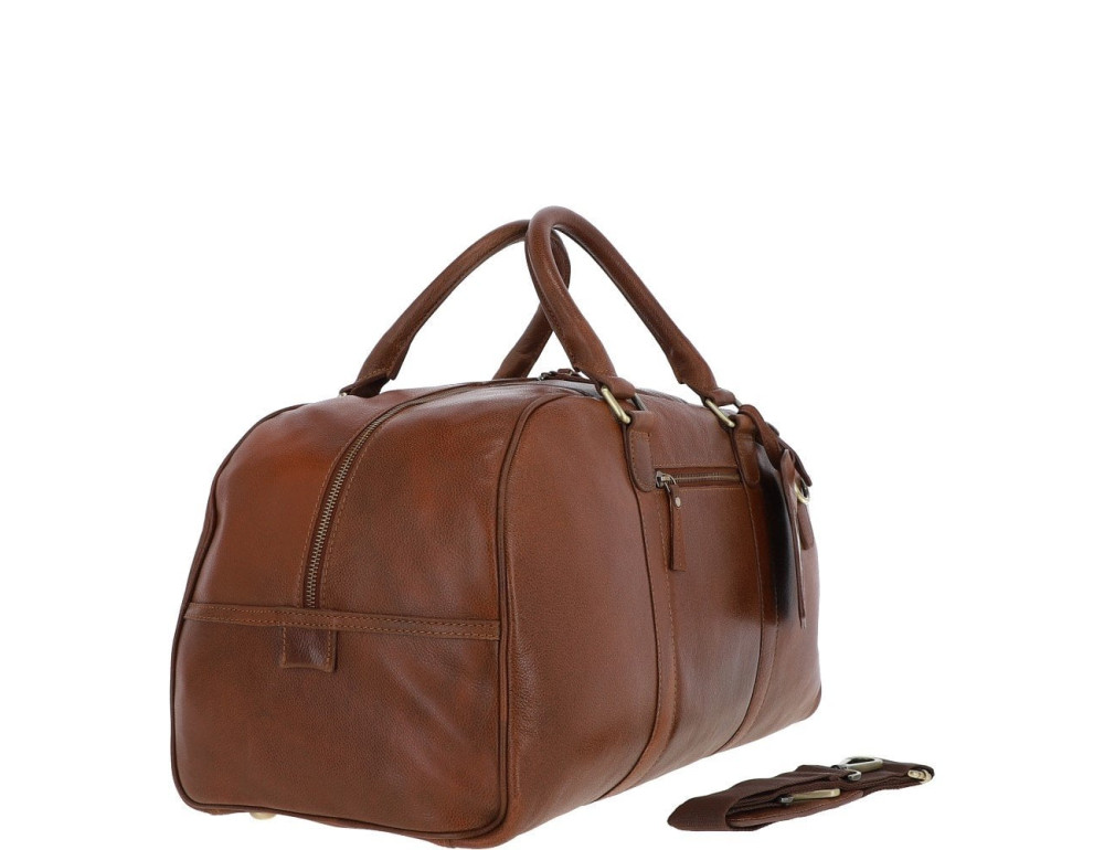Шкіряна дорожня сумка коричневого кольору Ashwood Leather M-58 Tan - Фотографія № 4