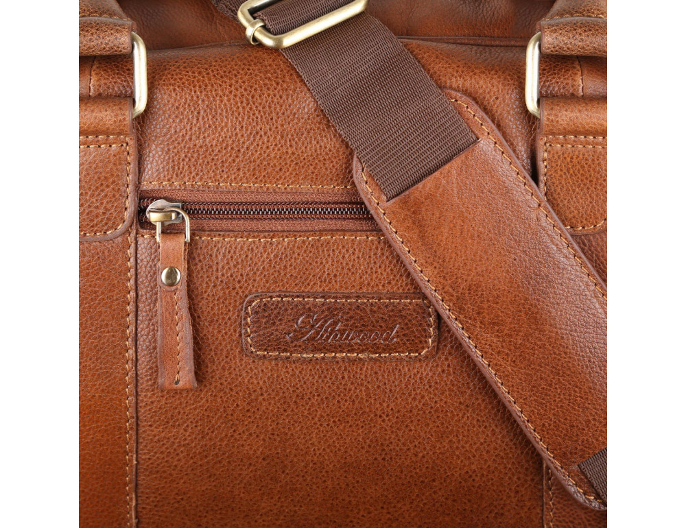 Шкіряна дорожня сумка коричневого кольору Ashwood Leather M-58 Tan - Фотографія № 5