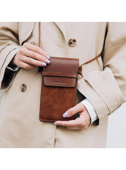 Мини-сумка для телефона Grande Pelle 70352323 — Рыжая (Терракот)