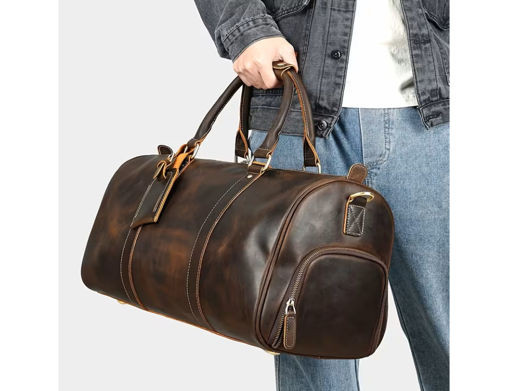 Мужская дорожная сумка Bexhill LX1001 Brown из натуральной кожи Crazy Horse - Фото № 2
