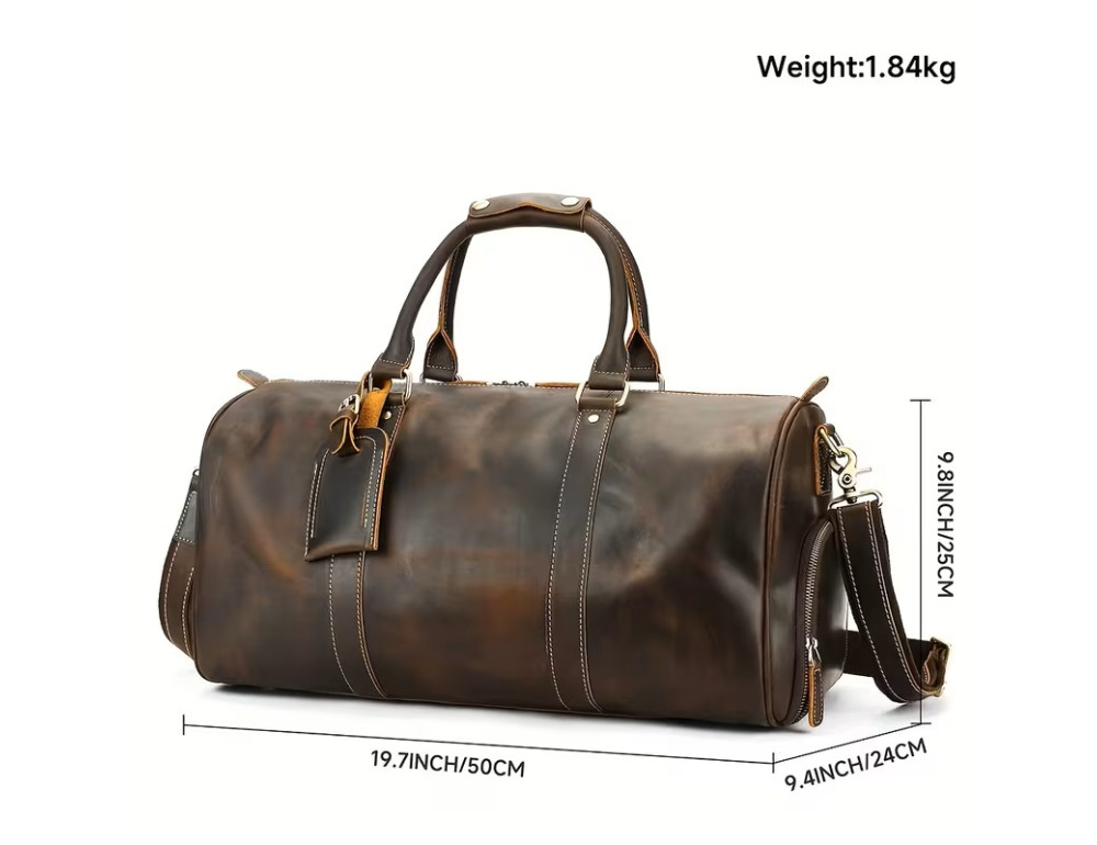 Мужская дорожная сумка Bexhill LX1001 Brown из натуральной кожи Crazy Horse - Фото № 3