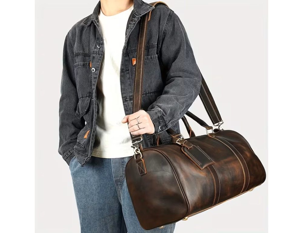Мужская дорожная сумка Bexhill LX1001 Brown из натуральной кожи Crazy Horse - Фото № 5