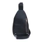 Чоловіча шкіряна сумка-слінг Newery N9016FA — чорна, з фактурної шкіри флотар - Фотографія № 102