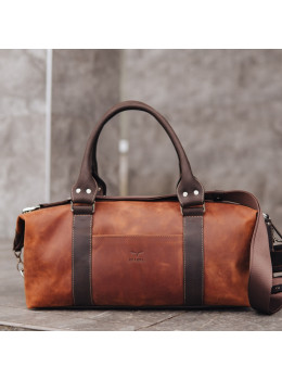 Стильная дорожная сумка из натуральной рыжей кожи Grande Pelle 76612320