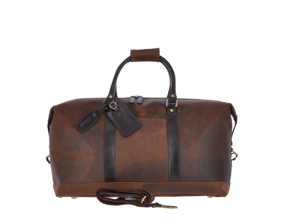 Большкя дорожная сумка из винтажной кожи Ashwood Marcus Holdall Brown - Фото № 3