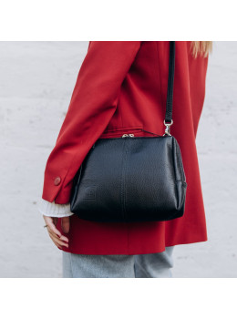 Женская кожаная сумочка через плечо чёрного цвета Grande Pelle 70271001