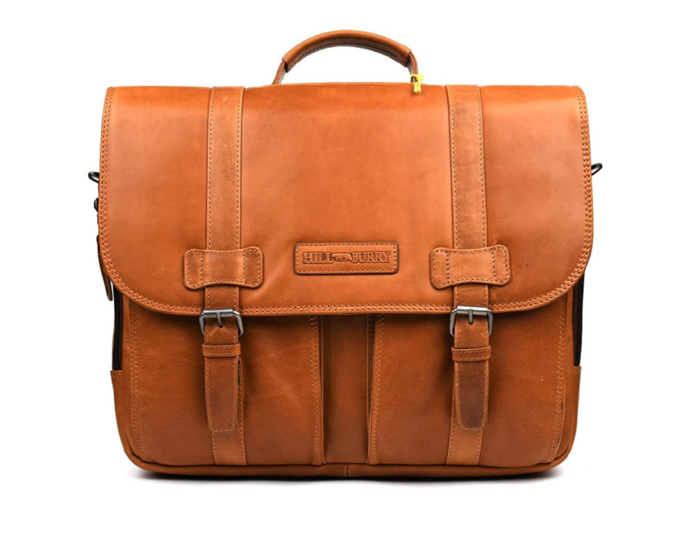 Велика шкіряна сумка-портфель для ноутбука 17 дюймів Hill Burry HB3237B - Фотографія № 5