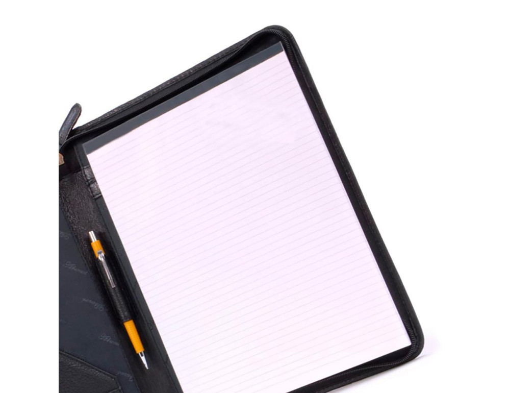 Чёрная кожаная папка Ashwood A4 ZIP BLK - Фото № 2