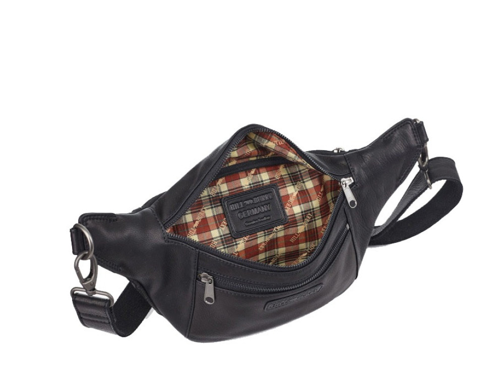 Чорна поясна сумка з натуральної шкіри Hill Burry HB15082 Black - Фотографія № 3