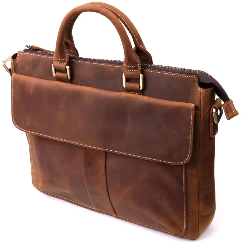Стильный портфель в винтажном стиле из натуральной кожи Vintage